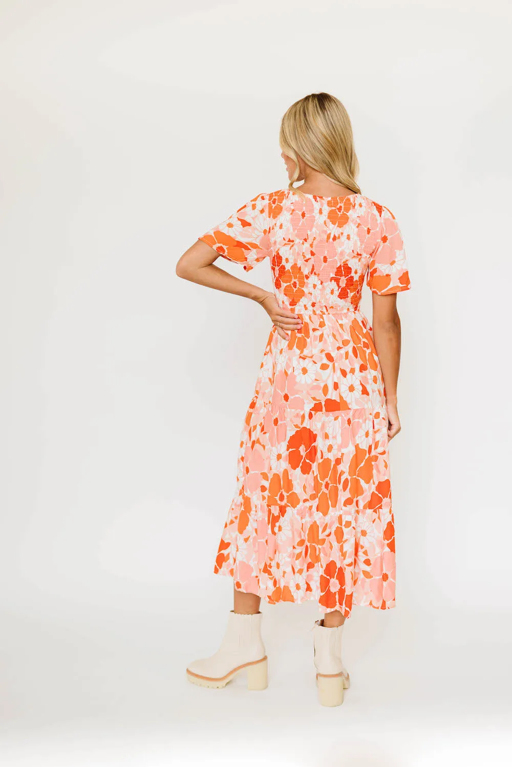 Tayla Tangerine Midi Dress