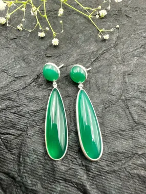 The Green Onyx Silver Gemstone Earrings