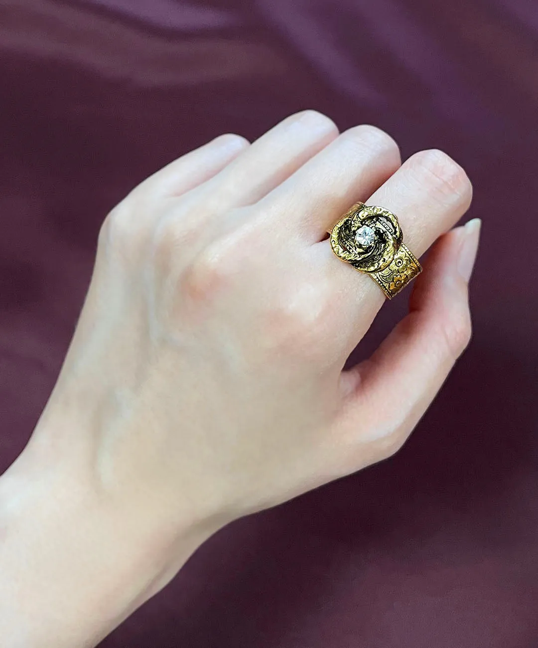 【USA輸入】ヴィンテージ VOGUE ゴールド フローラル ビジュー リング/Vintage VOGUE Floral Bijou Ring