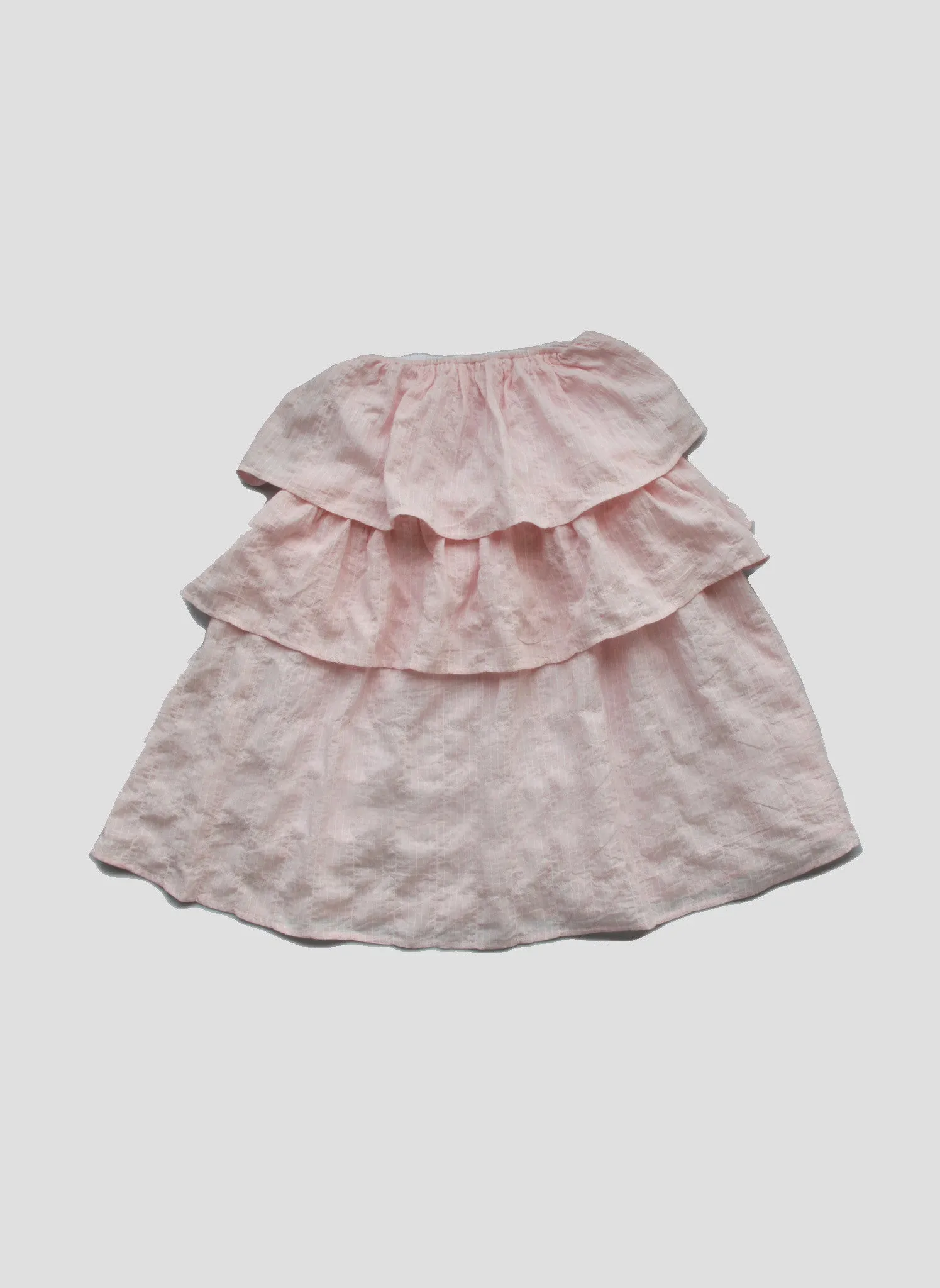 Vierra Rose Mila Ruffle Tiered Dress in Pink Stripe