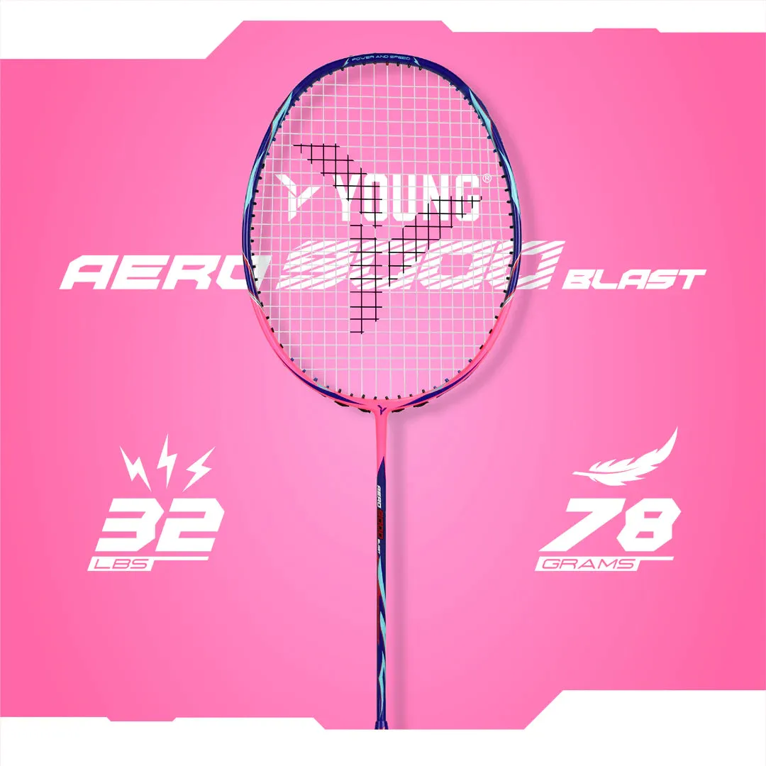 Young Aero 9000 Blast Badminton Racket (Strung) | Blue/Pink