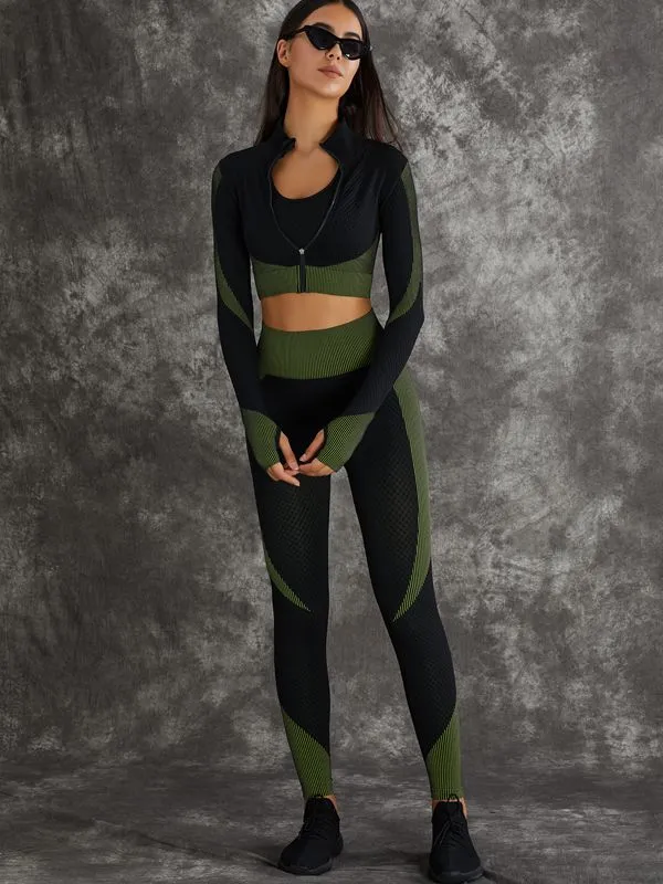 ZASUWA Female 3 Pieces Long Sleeve Zippers Fitness Suits X Carmen⭐