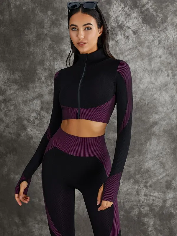 ZASUWA Female 3 Pieces Long Sleeve Zippers Fitness Suits X Carmen⭐